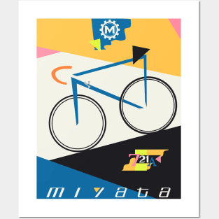 Miyata 721A Vintage Bike Bauhaus Poster - blue paint job Posters and Art